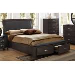 Lyric Upholstered Eastern King Sleigh Platform Bed with Footboard Storage - Brownish Grey